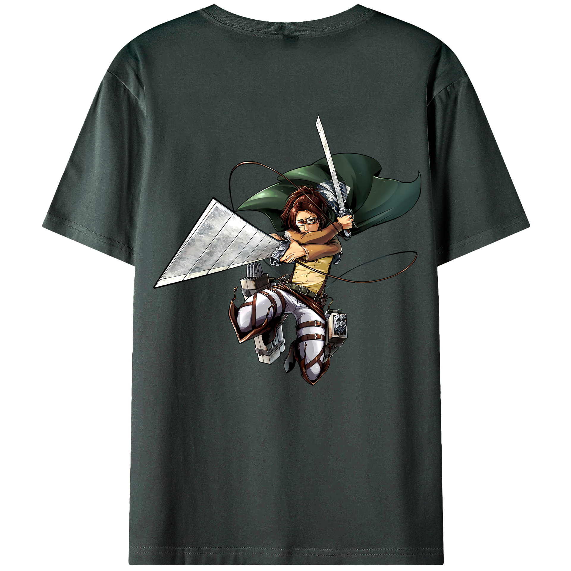 （画像用） 進撃の巨人 ハンジ·ゾエ Attack on Titan Hanji Zoe 綿100％ メンズ半袖Tシャツ（バックプリント） 通気性
